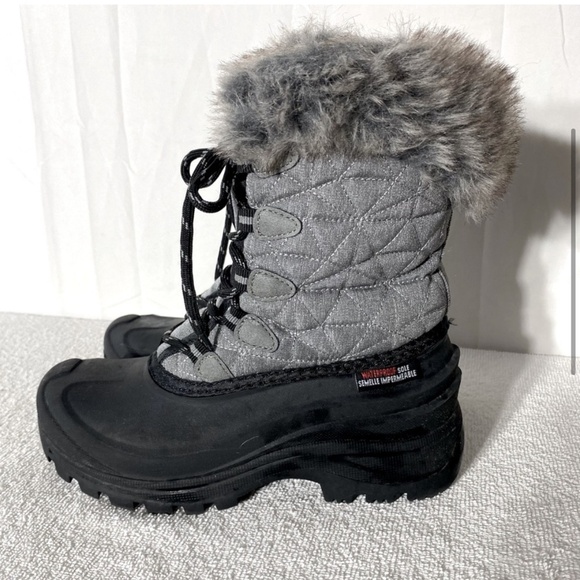 Ice Fields Grey Insulated Mid Calf Winter Boots With said Fur Trim 7 - Picture 4 of 14